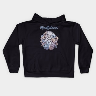 Mindfulness, cultivating Mental Health and Wellness, blue color floral brain Kids Hoodie